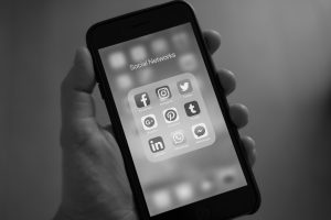 Social media icons on a phone
